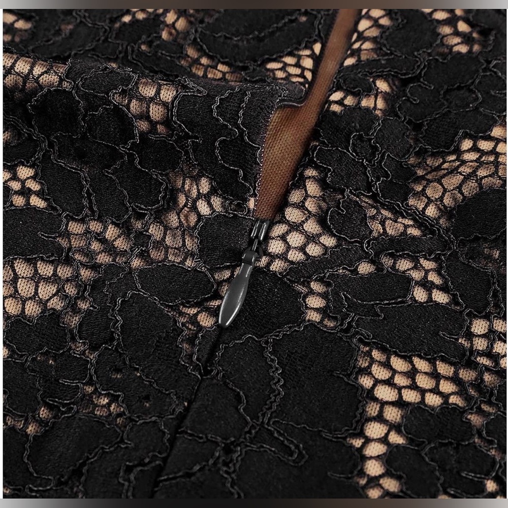 Black Lace Bell Sleeve Formal Long Dress | XL | - Picture 4 of 7